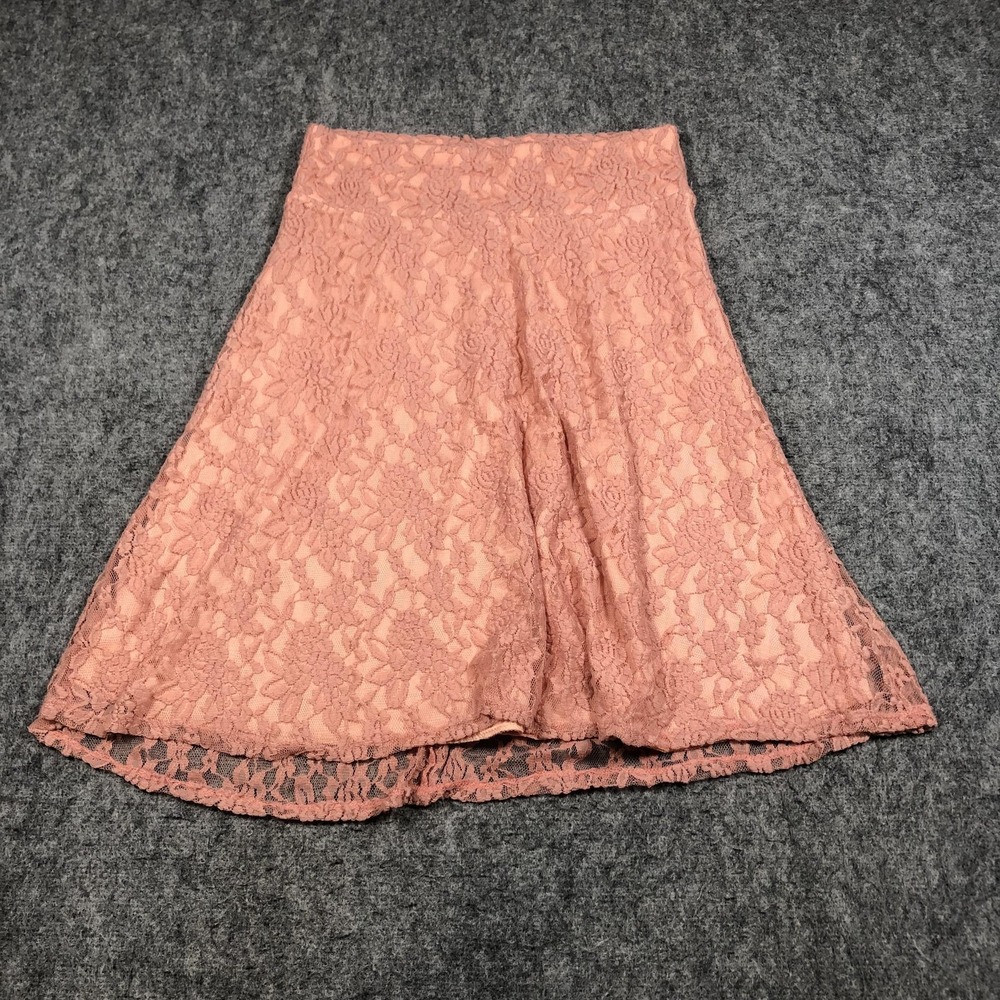 Ashley Blue Skirt Womens Medium Pink Lace A Line Knee Length Lined Floral